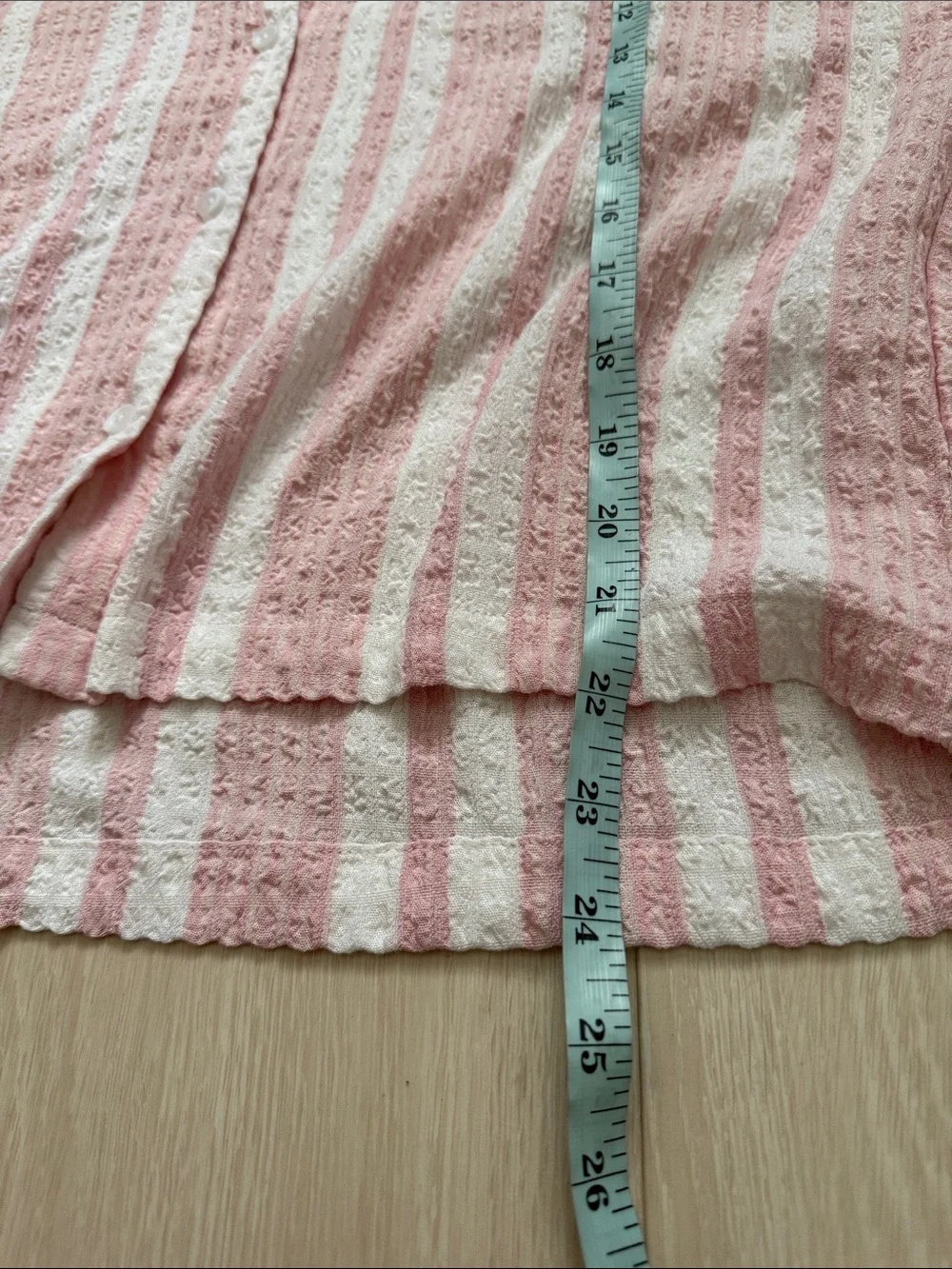Jane and Delancey Pink and White Striped Short-Sleeve Button-Up Blouse